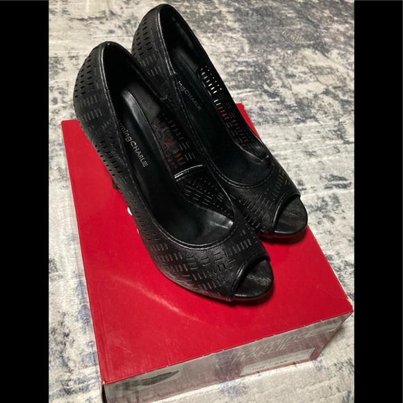 Charming Charlie Black Peep-toe Heels - Picture 8 of 10